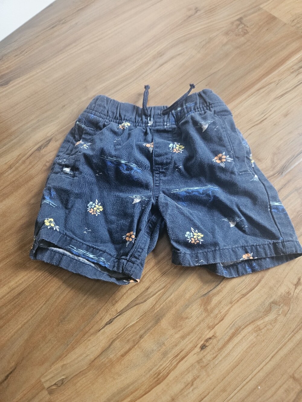Garanimals Navy Floral Pull-On Shorts with Drawstring 2t